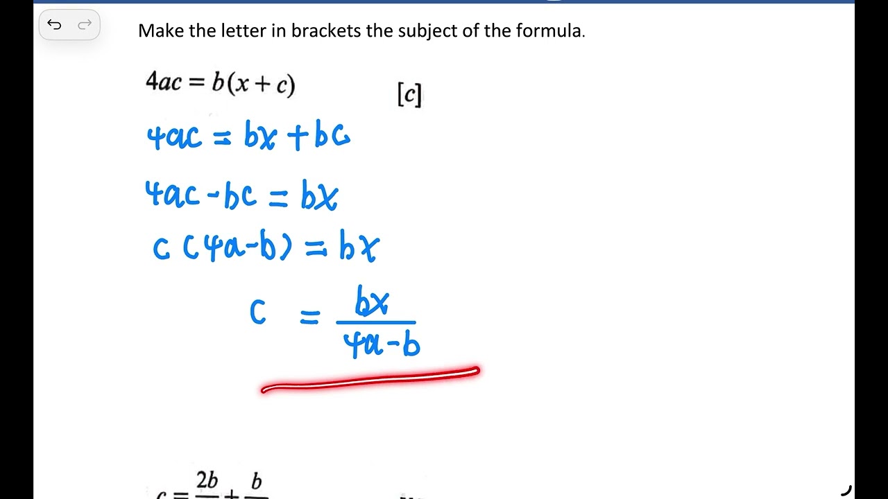 Ch.27 Make the letter in bracket the subject of the formula 把括弧中的字母變為主項