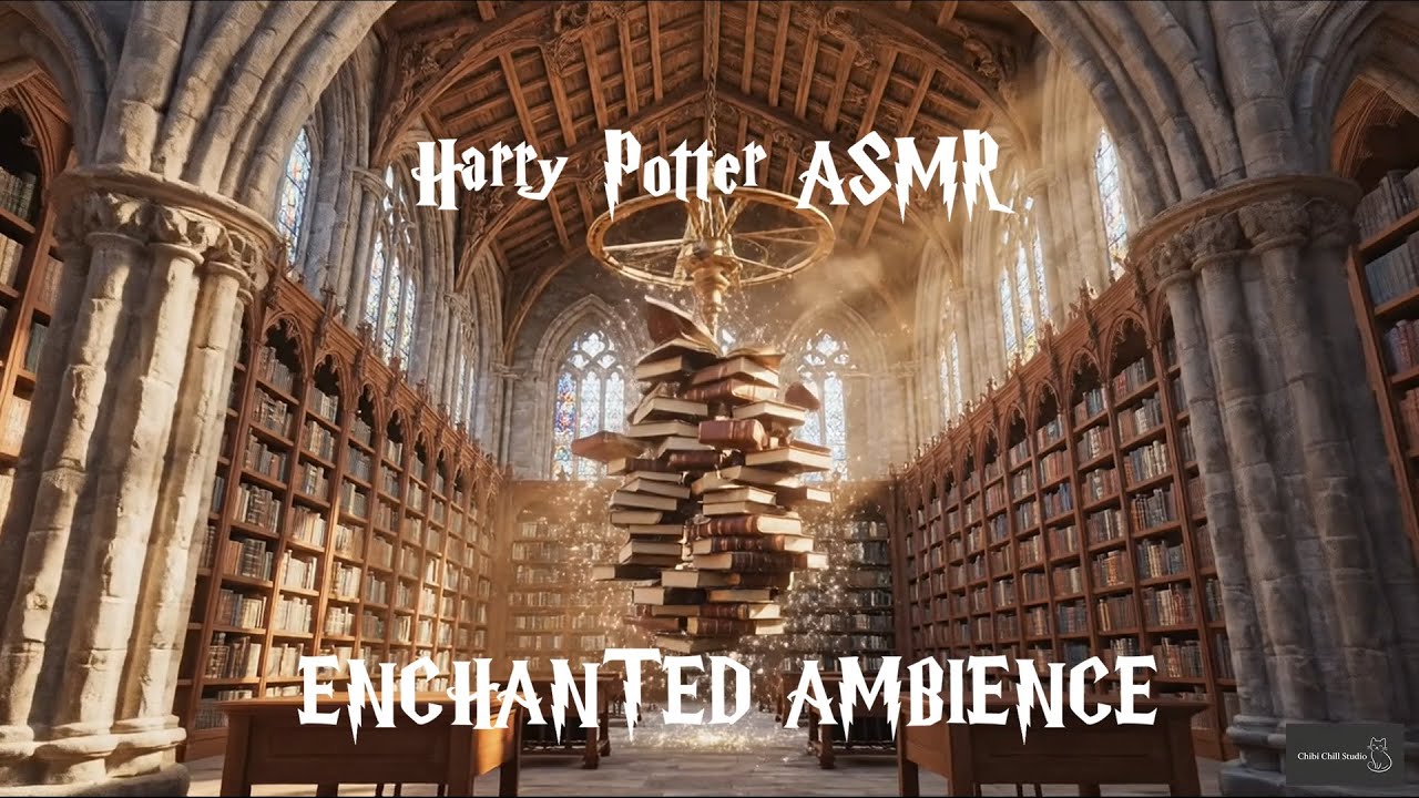 Hogwarts Library Ambience 4K ✨📚 Harry Potter Inspired ASMR | Magical Study Sounds
