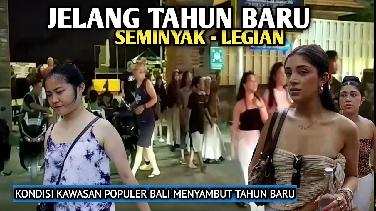 Situasi jelang menyambut tahun baru di seminyak hingga legian kuta bali. 
