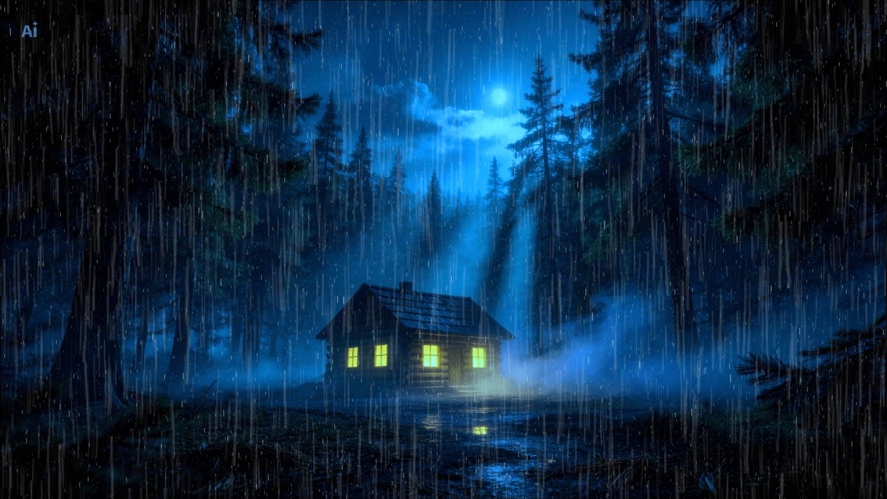 Alone in a Cabin During Heavy Rain 🌧️ 3 Hour Forest Night for Deep Sleep