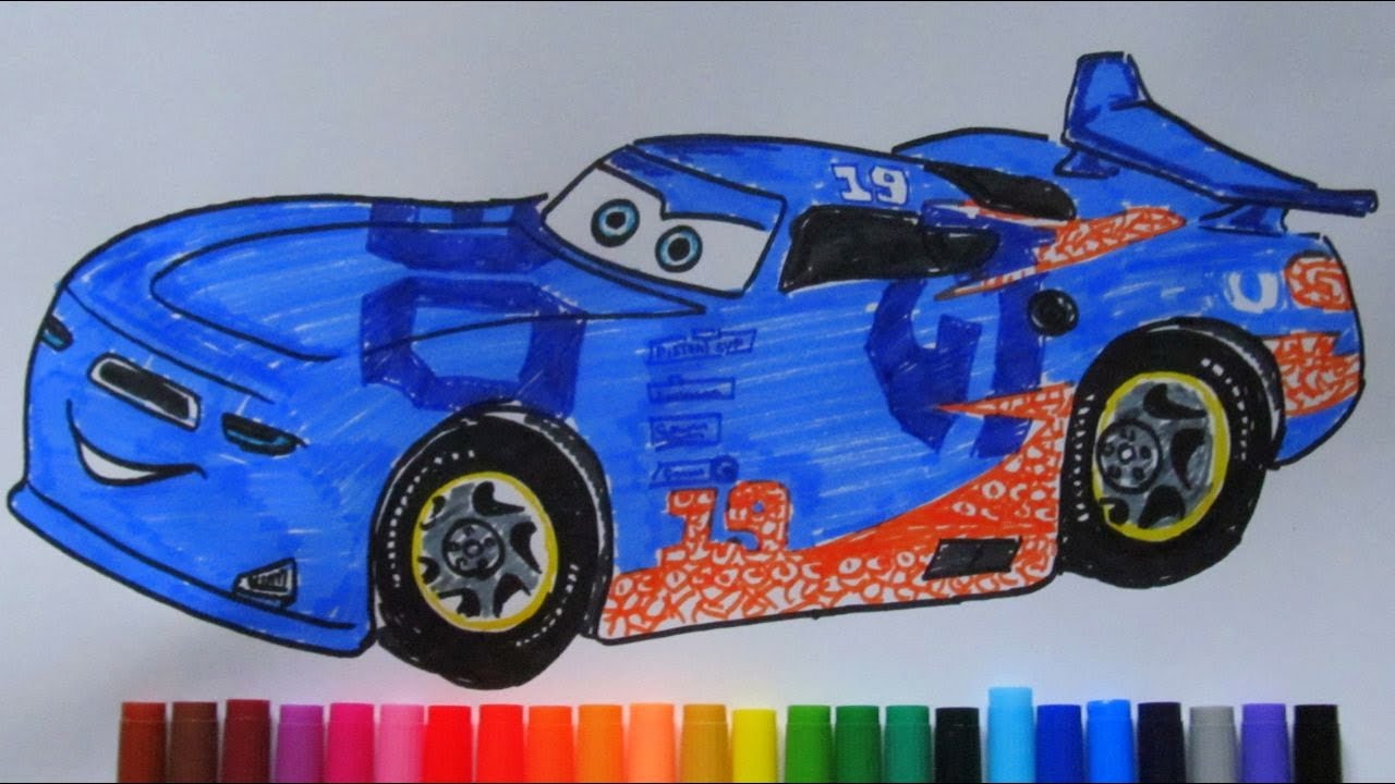 How To Draw and Color Danny Bro - DANIEL SWERVEZ #19 from movie CARS 3 2017