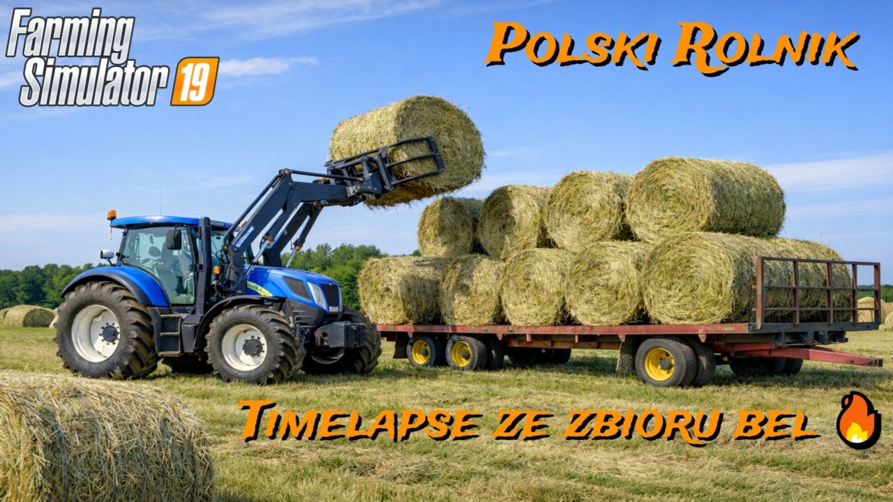 🚜 Zbiór, zwożenie i załadunek bel 🎥 Polski Rolnik | FS19🍀 Timelapse ze zbioru bel siana🔥 #126