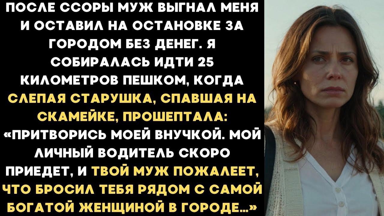Муж выгнал меня и оставил на остановке  Вдруг слепая старушка прошептала  Притворись моей внучко