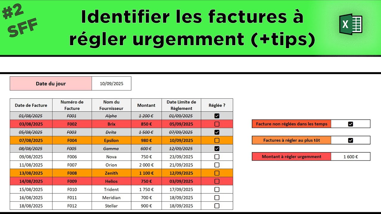 #2 Suivi des factures fournisseurs - Identifier les factures à régler urgemment