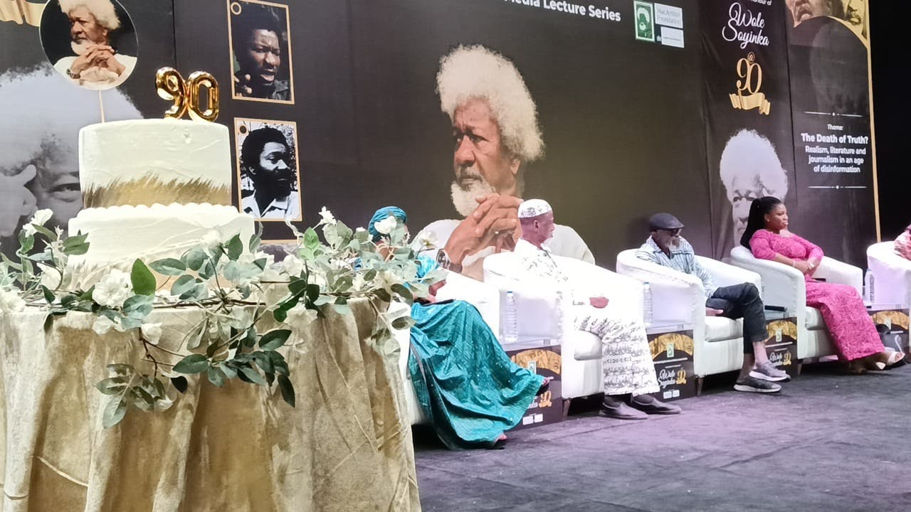 WATCH: Cutting Of Professor Wole Soyinka's 90th Birthday Cake In Lagos