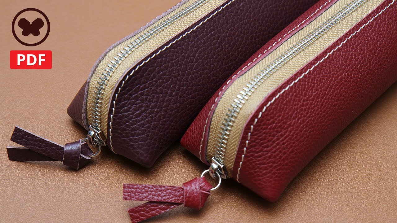 Make leather pencil case V4 / zipper pouch (Free PDF Pattern)/ 예쁜 가죽 필통 만들기 (DIY/가죽공예/leathercraft)
