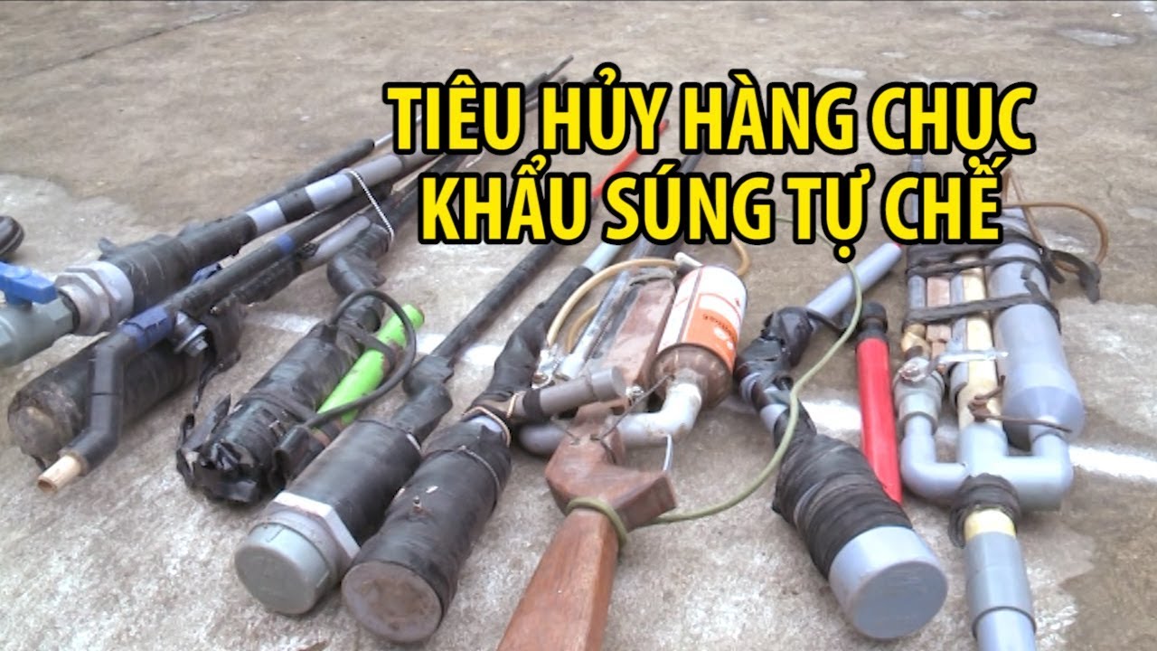 Cận cảnh hàng chục khẩu súng tự chế nguy hiểm ở vùng cao được tiêu hủy