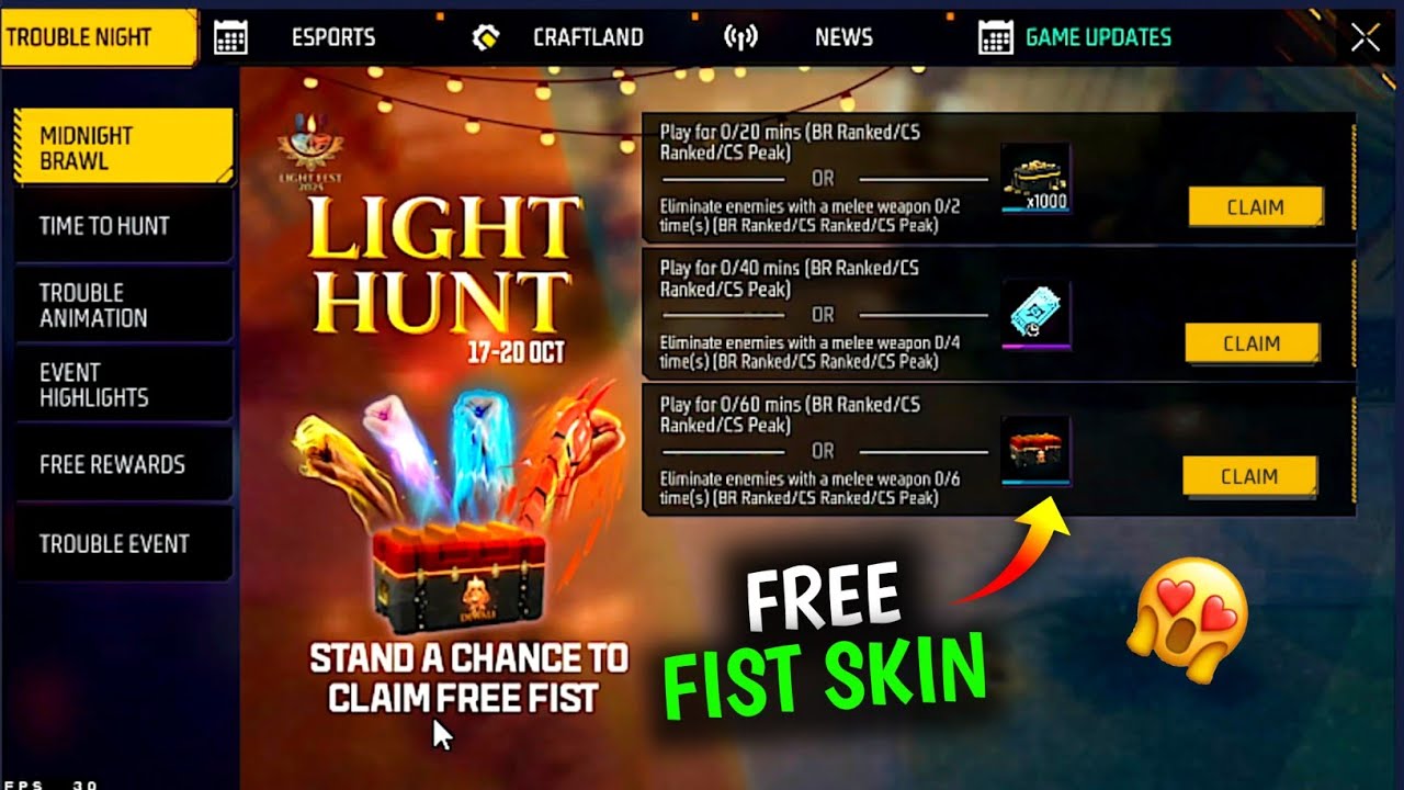 Free Fist Skin Event-😍🔥 | Diwali Light Hunt Event Free Fire | Free Fire Diwali Event 2025 | Ff Event