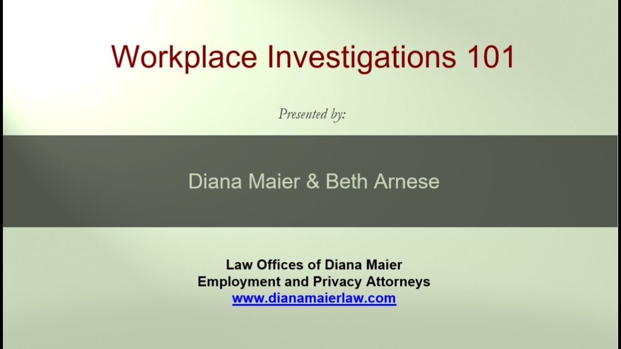 Lunchtime Legal Chat 5: Workplace Investigations 101, June 14, 2016