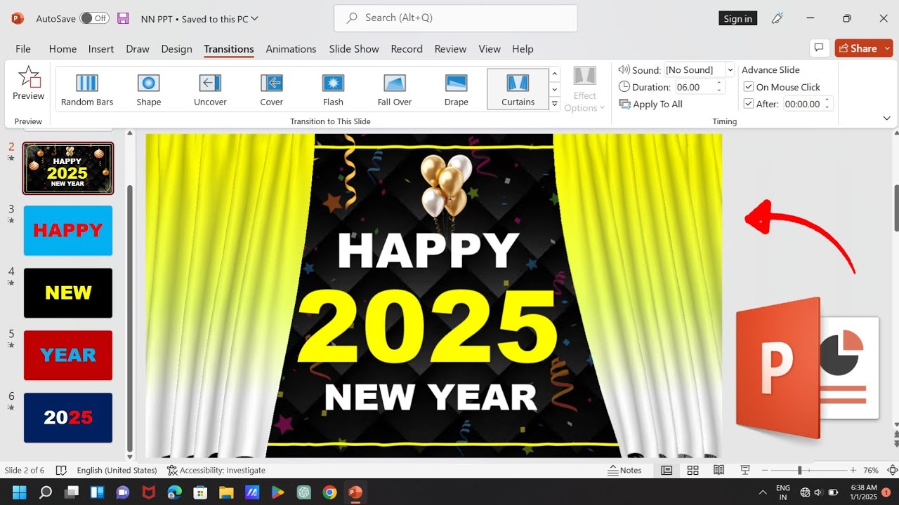 Happy New Year Presentation in MS Powerpoint | How To Make Happy New Year Powerpoint Animation
