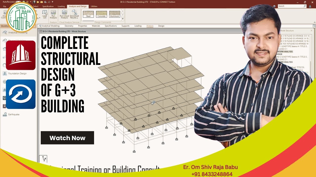 Complete Structural Design of G+3 Building in STAAD Pro & RCDC