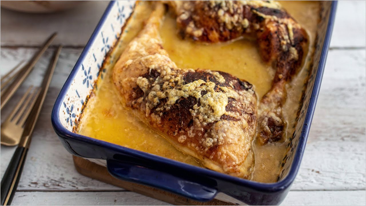 Comt&eacute;-Huhn aus dem Ofen