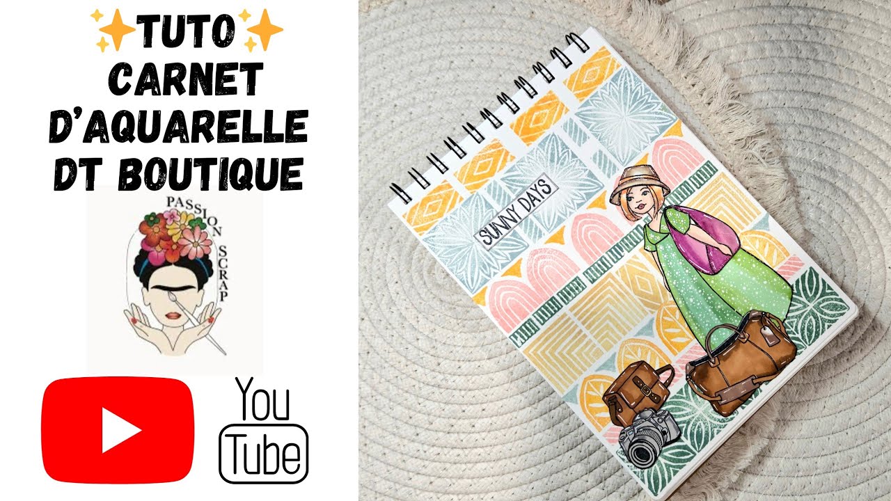 ✨️Scrapbooking✨️ : Tuto sur carnet d’aquarelle✨️DT @boutiquepassionscrap8989 💜2025 en images💜#tuto