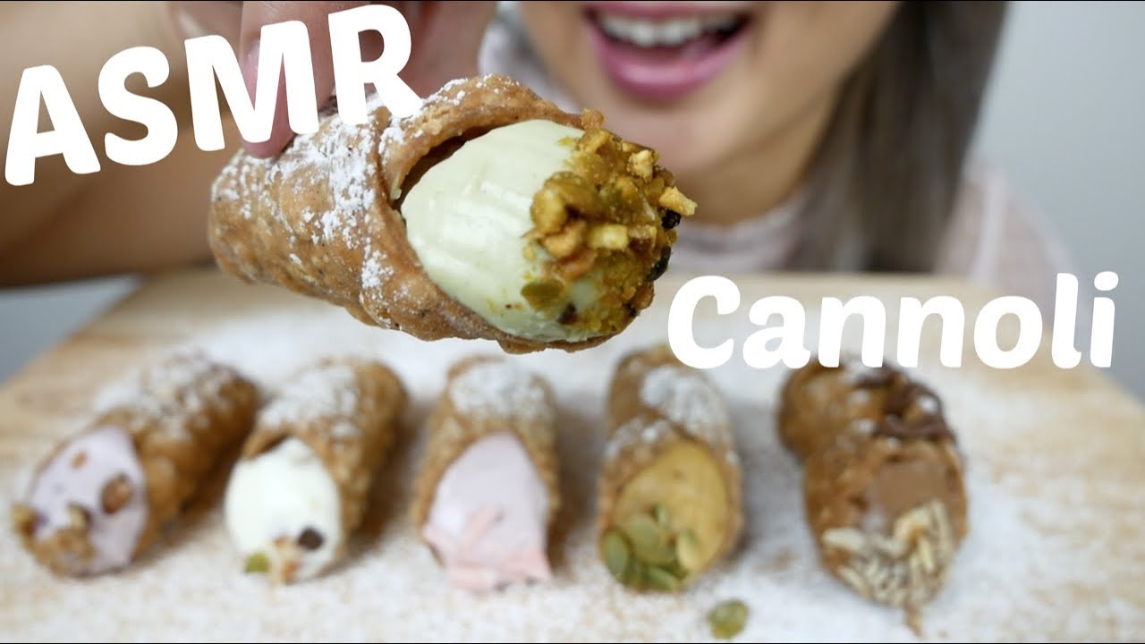 ASMR CANNOLI | Whispering Soft Relaxing Eating Sounds | N.E Let's Eat