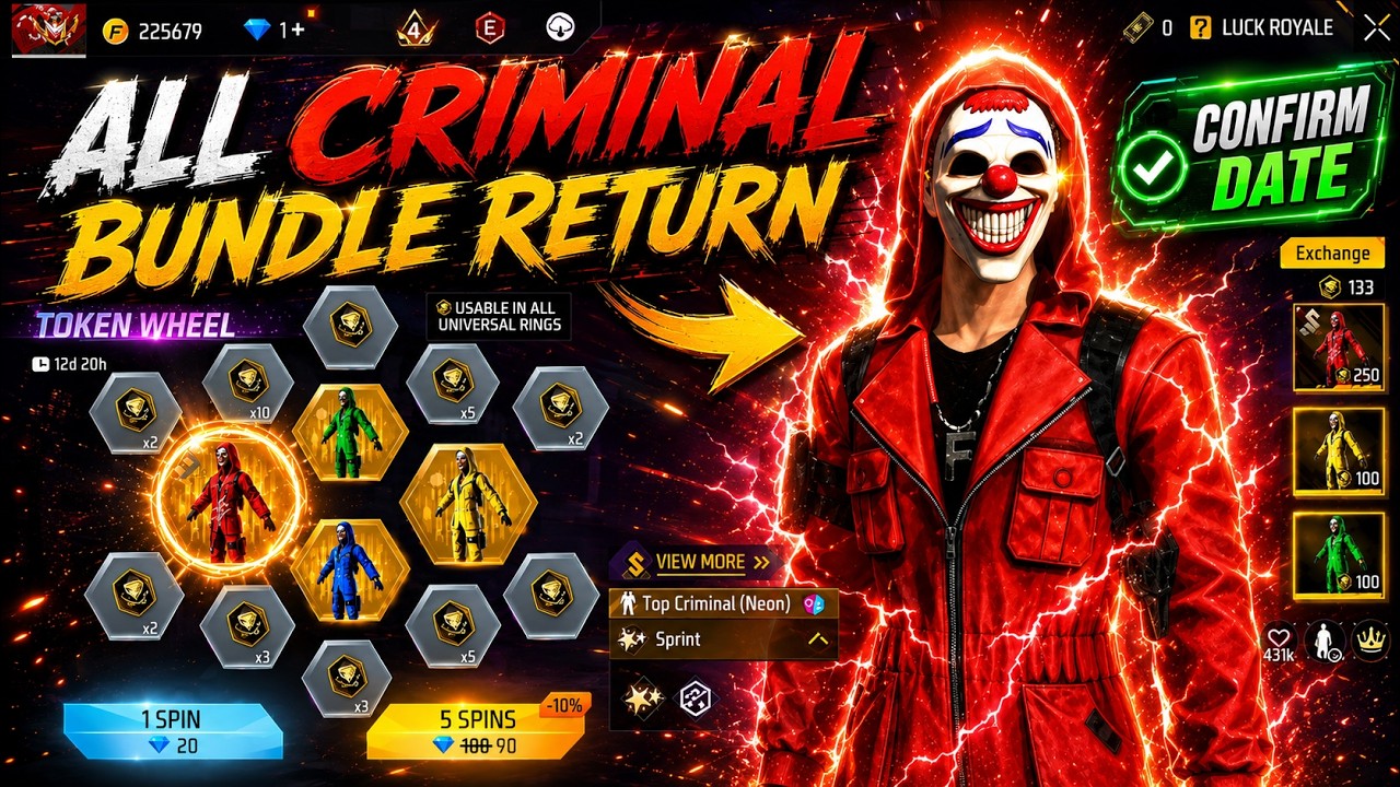 ALL CRIMINAL BUNDLE RETURN EVENT CONFIRM DATE | CRIMINAL BUNDLE RETURN FREEFIRE