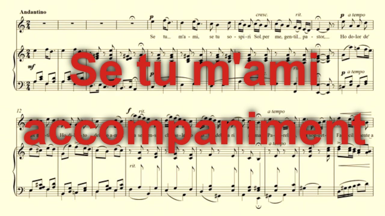 Se tu m'ami accompaniment &ndash; A minor -  se tu mami accompaniment