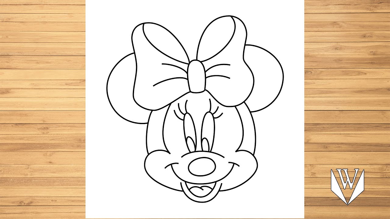 How to draw Minnie Mouse Step by step, Easy Draw | Free Download Coloring Page