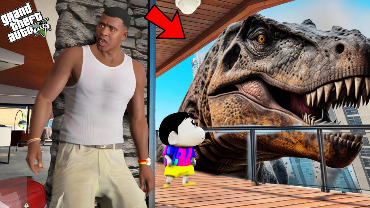 Dinosour Attacked FRANKLIN & SHINCHAN House In GTA5