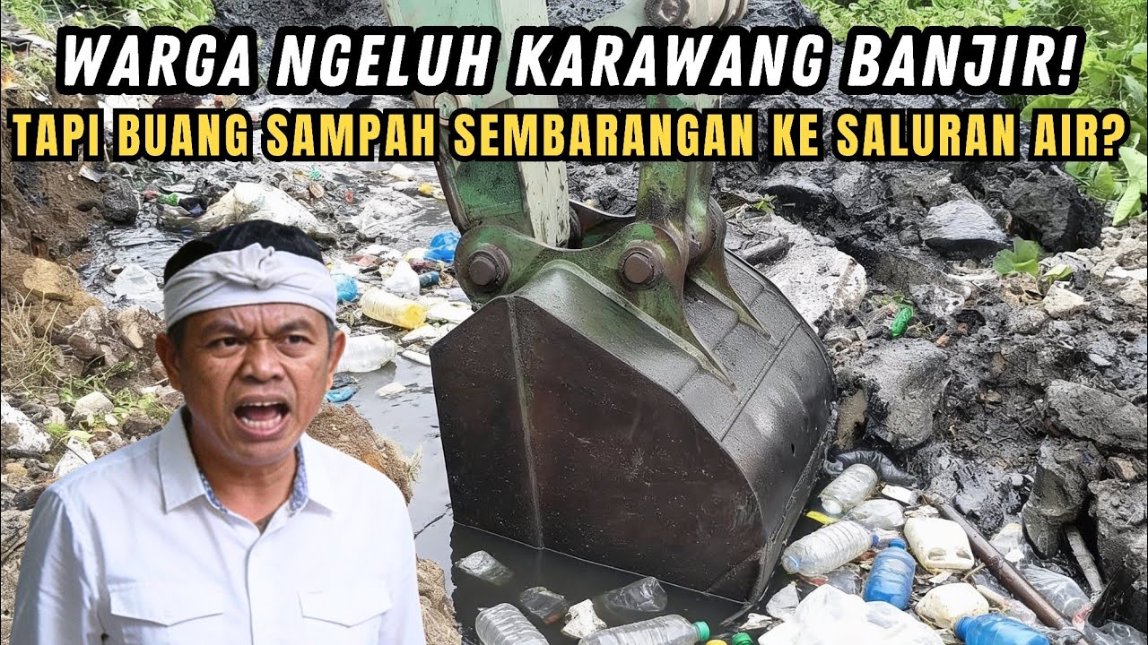 APA-APA KDM❓WARGA NGELUH KARAWANG BANJIR TAPI BUANG SAMPAH SEMBARANGAN KE SALURAN AIR KAYA BEGINI❗