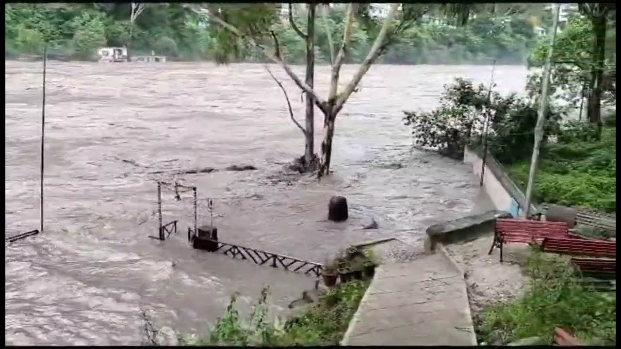 Har har Mahadev 🙏🕉️ raksha krna ⛈️#himachal #mandi #flood #viralvideo