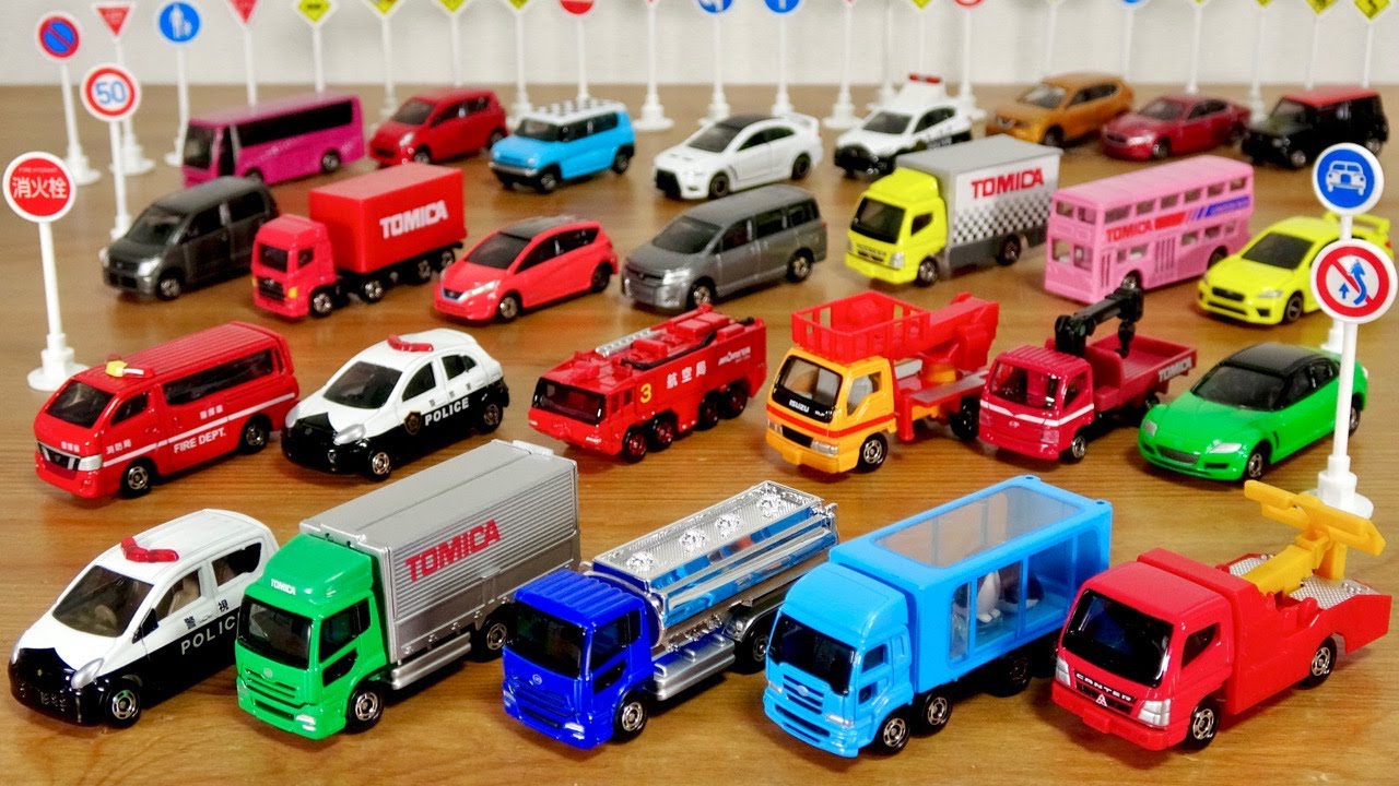 トミカ標識セット １〜５弾 まとめ一気に！全26種 はたらくくるまたっぷり パトカー・トラック・消防車・クレーン車・バス・タンクローリー・動物運搬車・ラパン・スカイライン・CR-Z・ハスラー
