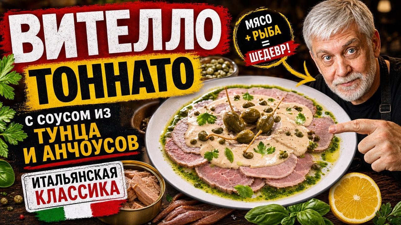 Телятина с соусом из тунца и анчоусов⭐ Вителло тоннато - Итальянская классика