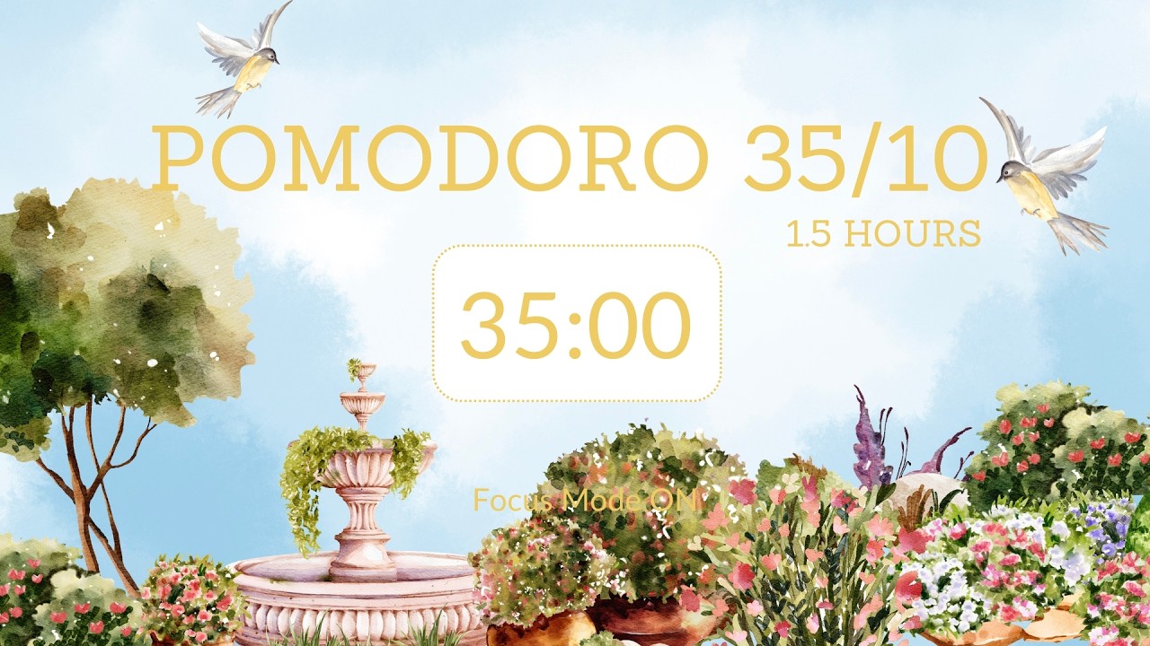 35/10 pomodoro timer / with 🔔/ no music & deep focus / Focus Mode ON