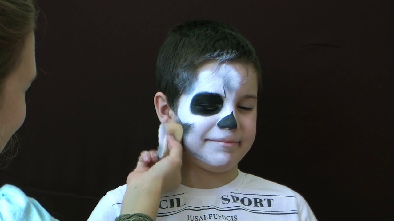 Страшный грим на Halloween. Аквагрим череп. урок аквагрима