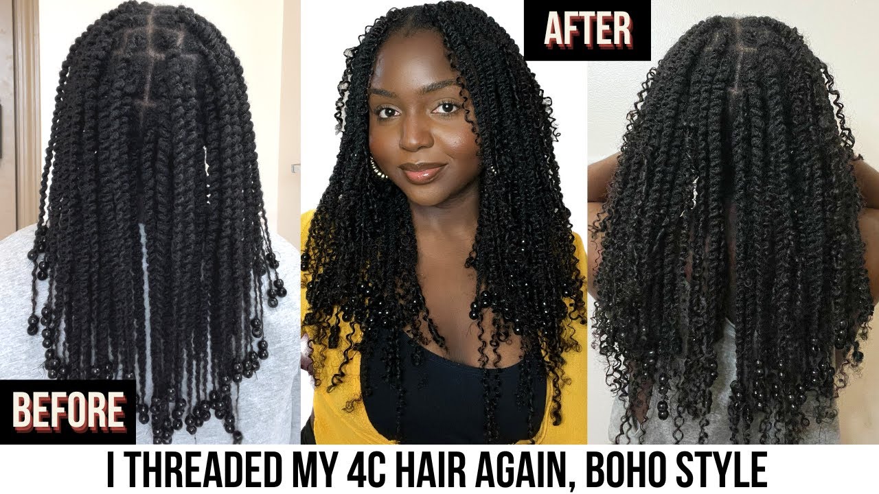 THREADING MY 4C HAIR BOHO GODDESS STYLE | Detailed Tutorial ft HerGivenHair