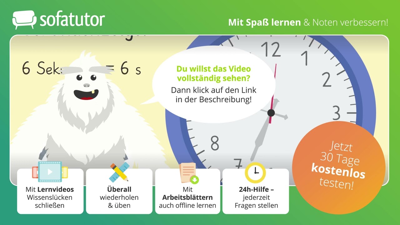 Uhrzeit – Sekunden, Minuten, Stunden einfach erklärt – Mathematik 1. & 2. Klasse