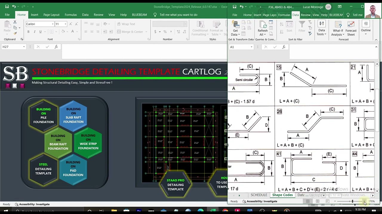 How to prepare Slab BBS using BS 8666 Excel sheet.