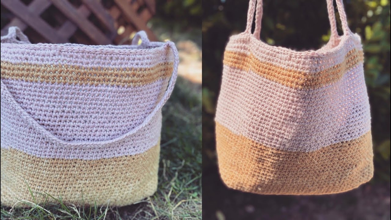 Lightweight crochet handbag/purse made with tape yarn.