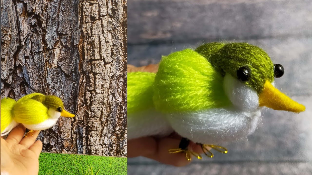 Cara membuat burung dari benang wol l kreasi benang wol l wool craft 4 ( gampang banget )
