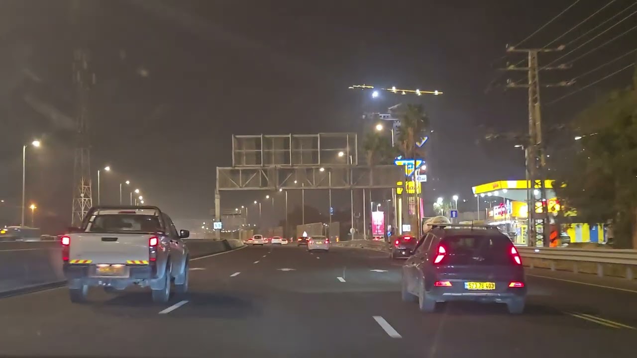 נסיעה ערב מקיסריה לפתח תקווה  Evening driving from Caesarea to Petah Tikva