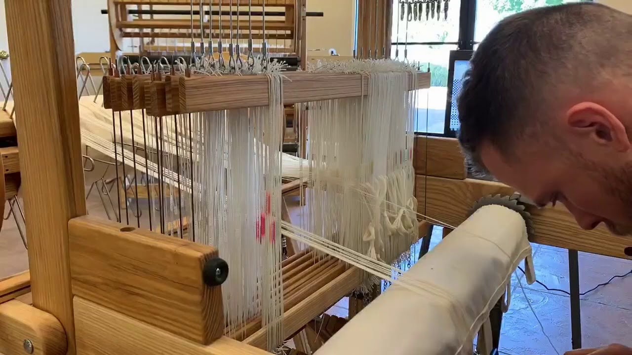 Warping the Home Loom (Time lapse)