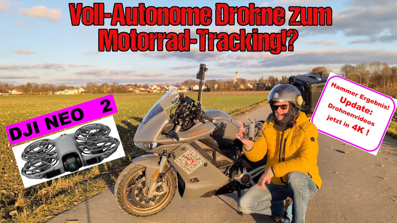 Re-Upload in 4 K : Motorrrad Tracking mit der autonomen Drohne DJI NEO 2 | Nie mehr Fernbedienung?