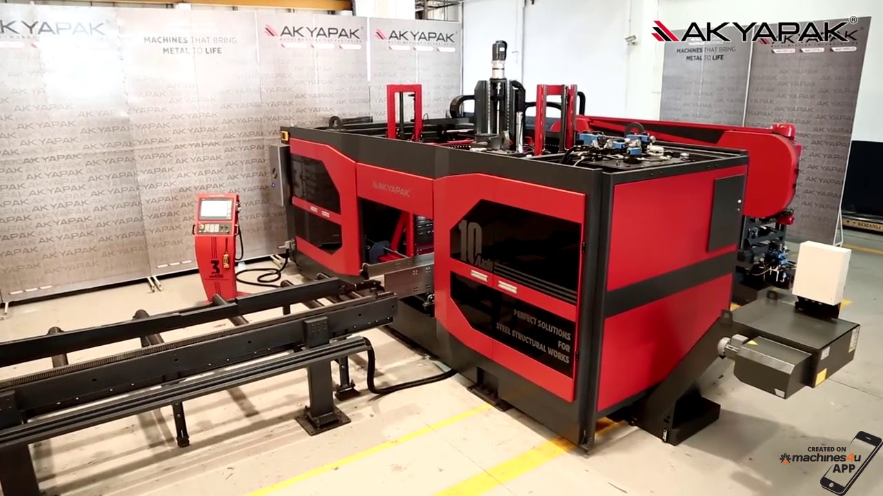 NEW Akyapak 3ADM-1200 10 Axis, 3 spindle CNC Beam Drilling Line ... **STRUCTURAL STEEL**