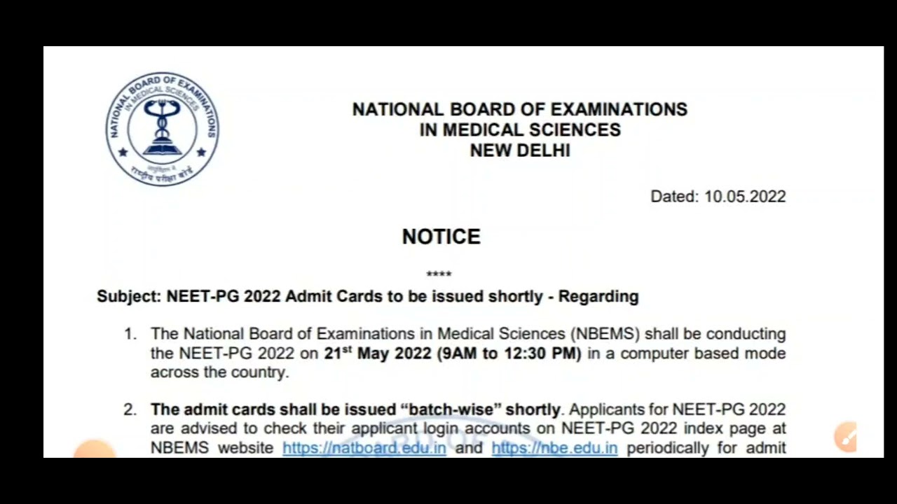Neet pg 2022 exam latest update