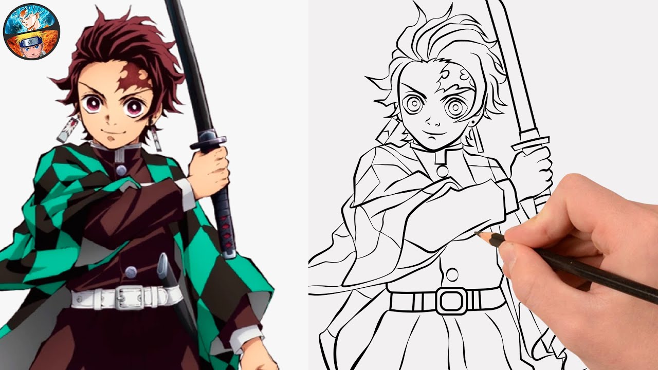 COMO DIBUJAR A TANJIRO KAMADO - KIMETSU NO YAIBA ( DEMON SLAYER ) dibujos