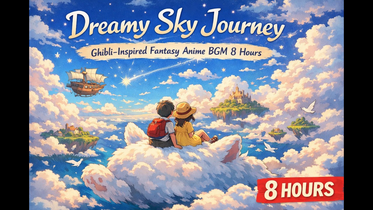Dreamy Sky Journey ☁️Ghibli-Inspired Fantasy Anime BGM (8 Hours)