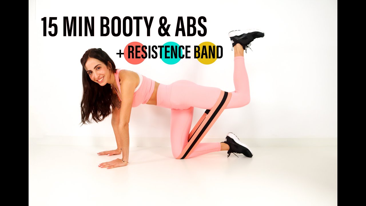 15 MIN RESISTANCE BAND WORKOUT - BOOTY 🍑 AND ABS 🔥 - WORKOUT - At Home | NO JUMPS || Caterina Falhi