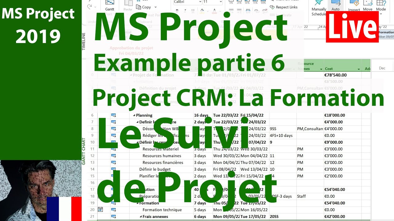 Ms Project  2019 ● Apprendre par Un Exemple ● Training Project CRM ● Le Planning de référence