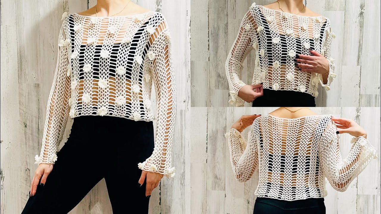 CROCHET COQUETTE FLOWER TOP- BLUSA COQUETA FLOREADA A CROCHET || TUTORIAL ||