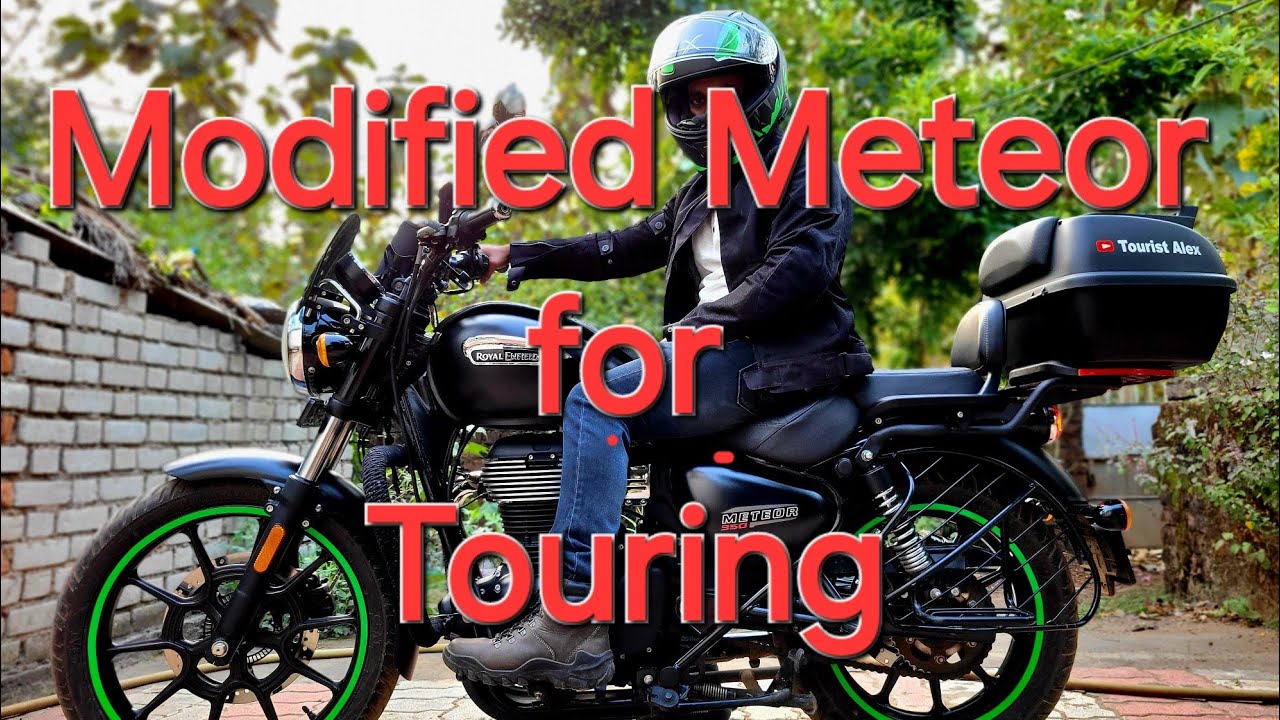 Meteor 350 modified for Touring with music system and Treak n Ride Topbox #royalenfield