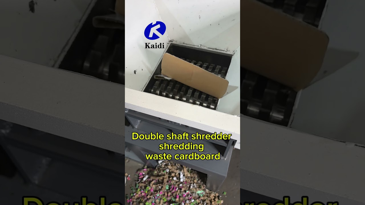 Double shaft shredder shredding waste cardboard #doubleshaftshredder #machine  #wastecardboard