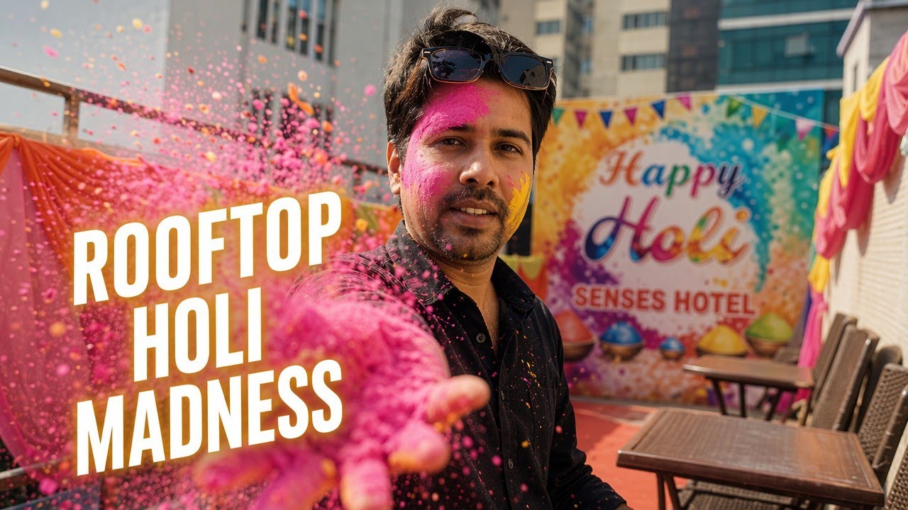 Holi Party at Liqua Rooftop Poolside Bar । #holi #holi2025 #dearlolvlogger #youtube #trending