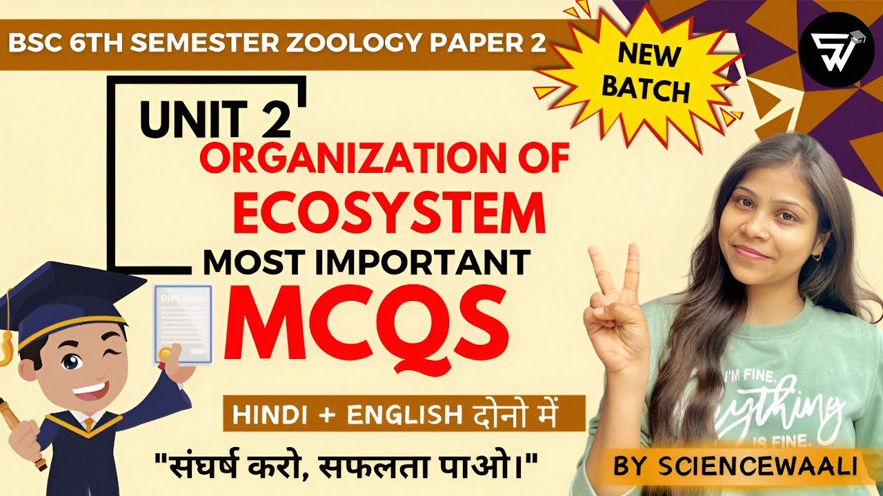 BSc 6th semester zoology paper 2 unit 2 🔥|Organisation of Ecosystem most important MCQs