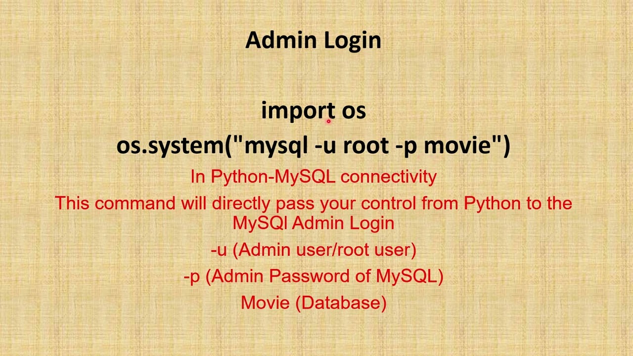 admin login in python mysql project