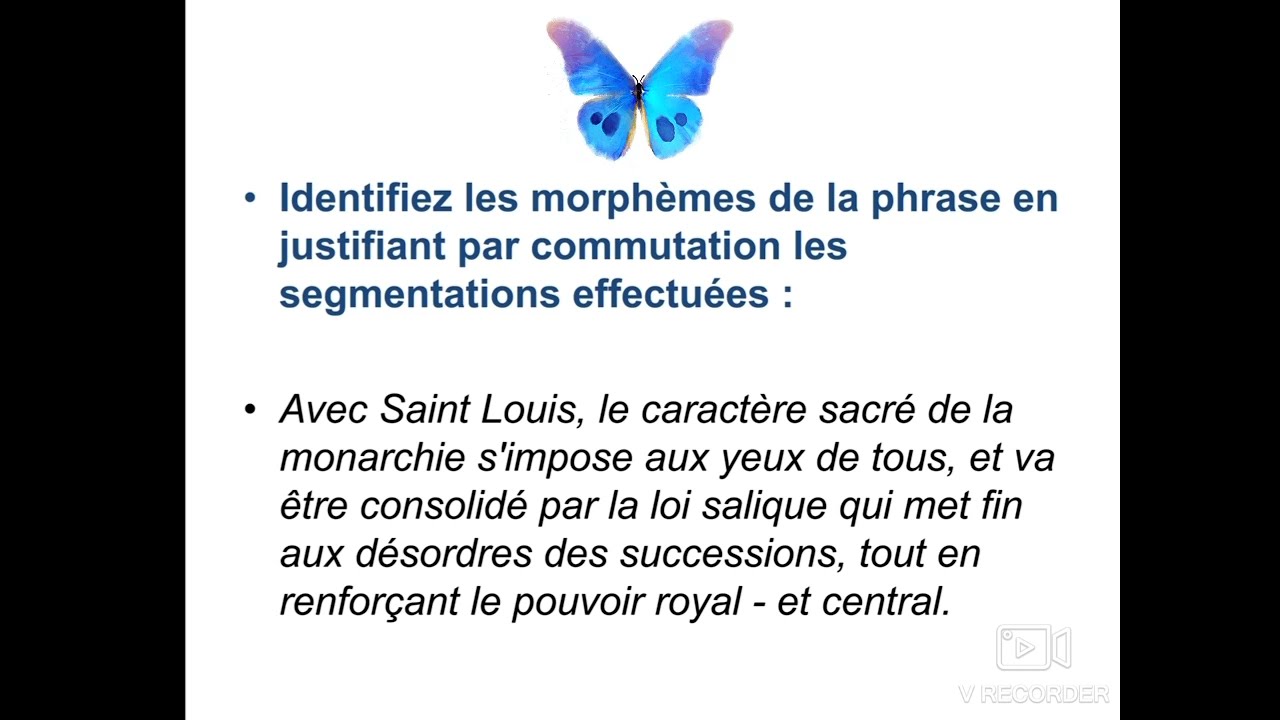 Exercice d'analyse morphologique📝morphosyntaxe s3🦋