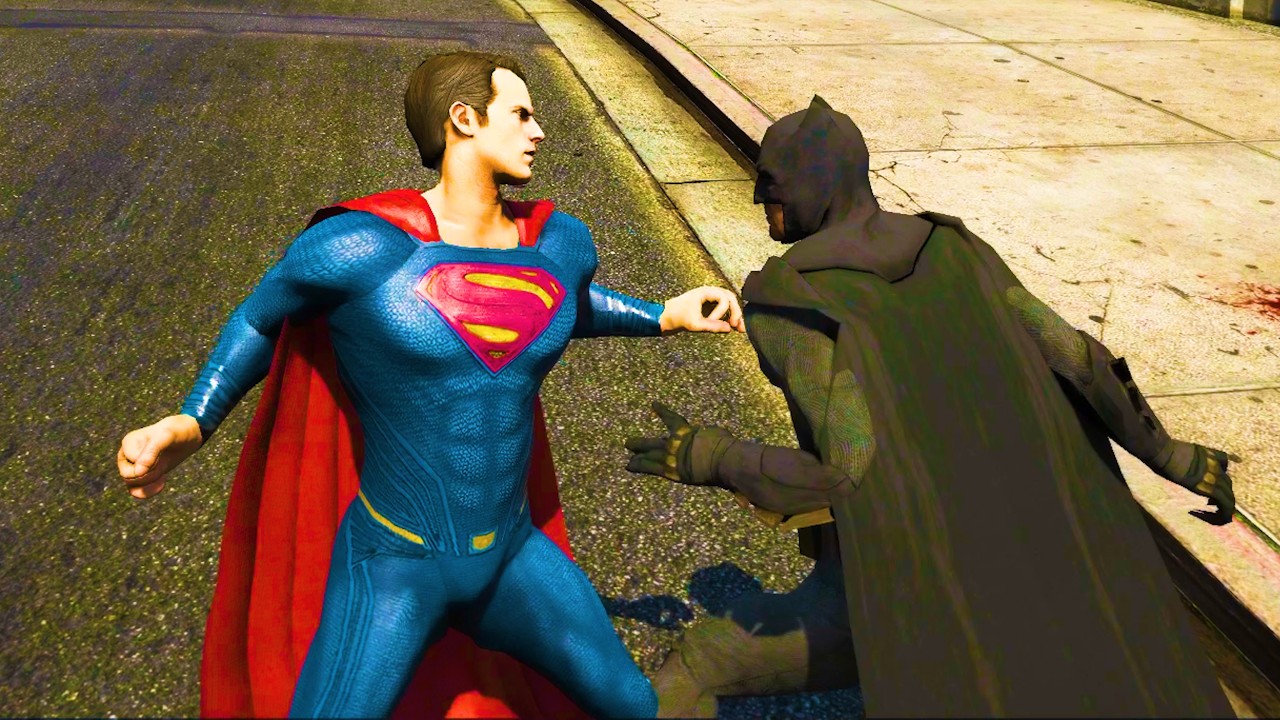 GTA 5 Ultimate Graphics Mod Superman VS Batman Fight 3